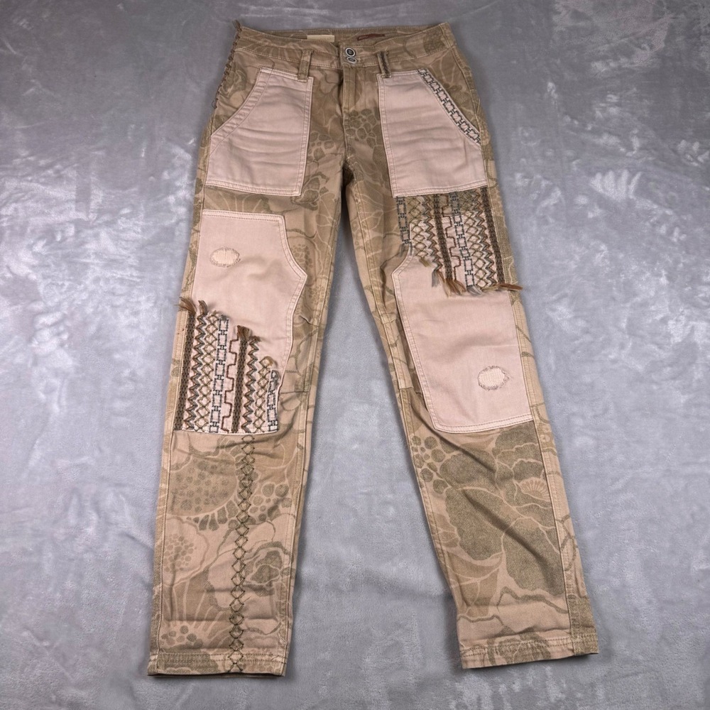 Anthropologie Pilcro The Camp Wanderer Patchwork Embroidered Pants Size 26 - Picture 2 of 9